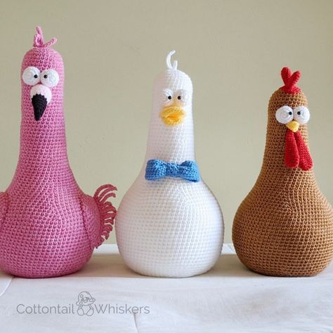 Doorstop Pattern, Crochet Flamingo, Crochet Bird, Crochet Penguin, Tutorial Amigurumi, Crochet Chicken, Fantasy Creature, Crochet Birds, Flamingo Pattern