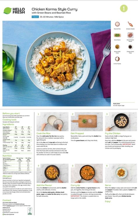 Hello Fresh Recipes Cards Chicken, Hello Fresh Meals Cards, Hello Fresh Vegetarian Recipes Cards, Hello Fresh Menu, Hello Fresh Recipes Cards, Hellofresh Recipe Cards, Hello Fresh Dinners, Hello Fresh Couscous, Chicken Korma