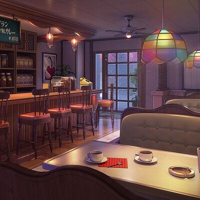 ArtStation - Artworks Leblanc Persona, Rainy Cafe, Cafe Leblanc, Persona 5 Fanart, Cozy Bar, Number Ideas, New Project Ideas, Cafe Concept, Episode Backgrounds