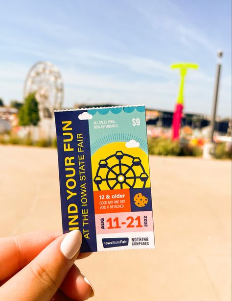 State fair ticket #Iowastatefair #fairticket #iowa Fair Tickets, Association Logo, Iowa State Fair, Ticket Design, Nc State, Iowa State, State Fair, Design Inspo, Iowa