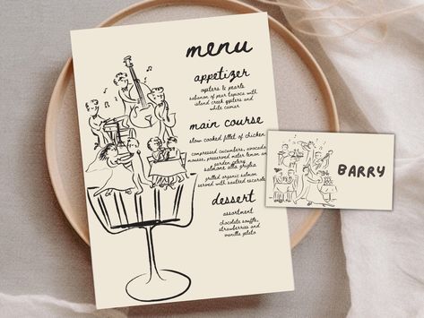 Wedding Place Cards with Menu Wedding Menu Printable Menu Template Wedding Dining Menu Hand Drawn Wedding Menu Decor Wedding Place Name Card by loveinvitationco on Etsy Wedding Menu And Name Cards, Wedding Dining, Printable Menu Template, Menu Printable, Wedding Place Names, Dining Menu, Menu Wedding, Printable Menu, Appetizer Menu