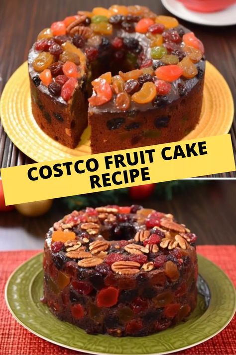 Costco Fruit Cake Recipe Fruit Cake Recipe, Store Bought Frosting, Fruitcake Recipes, Easy To Make Desserts, Cherry Candy, Fresh Cranberries, Round Cake Pans, Cake Frosting, Delicious Fruit