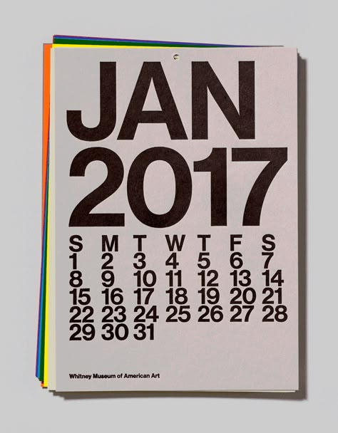 2017 Letterpress Calendar Produced exclusively for the Whitney Shop. Photograph by Jens Mortensen. Graphic Calendar Design, Typography Calendar Design, Calendar Layout Ideas, Calendar Graphic Design, Calendar Poster Design, Graphic Design Calendar, Handmade Calendar, Calendar Design Layout, Calendar Design Inspiration