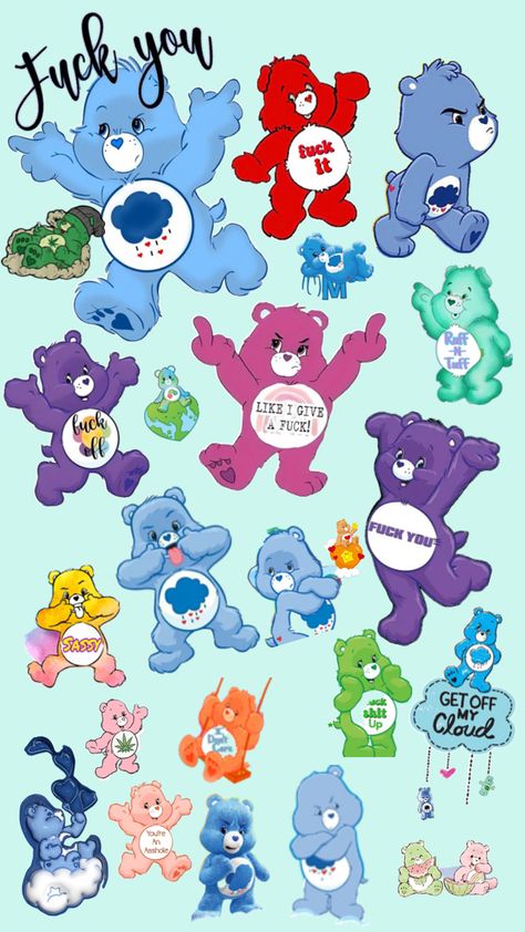 Grumpy Care Bear, Care Bear Tattoos, Care Bears Vintage, Grumpy Bear, Minnie Mouse Images, Bear Quote, Care Bears Cousins, Graffiti Doodles, Adult Coloring Designs