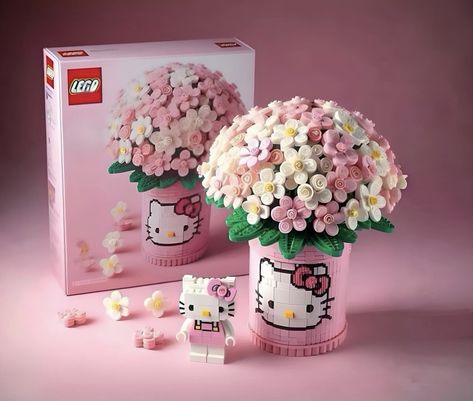 Lego Hello Kitty, Flower Legos, Hello Kitty Lego, Hello Kitty Birthday Theme, Root Of All Evil, Lego Flowers, Hello Kitty Room Decor, Hello Kitty Gifts, Hello Kitty Merchandise