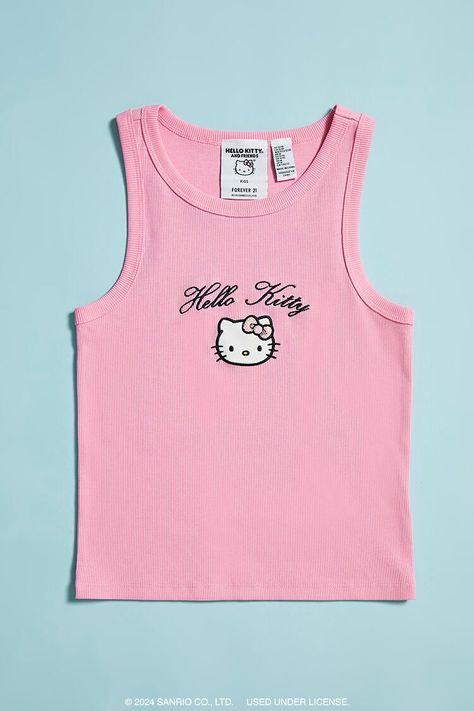 Girls Hello Kitty Tank Top (Kids) Back To School Outfits Elementary, Hello Kitty Text, Hello Kitty Tank Top, Ribbed Knit Tank Top, Forever 21 Girls, Kitty Clothes, Hello Kitty Clothes, Cat Tanks, Top Kids