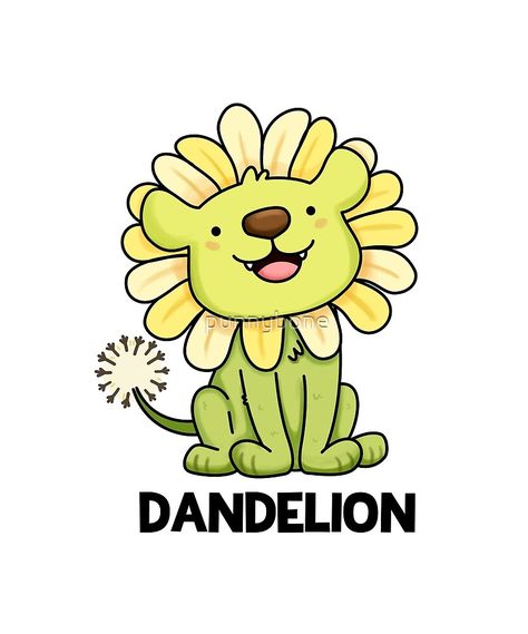 Flower Puns, Lion Flower, Funny Lion, Visual Puns, Dandelion Art, A Dandelion, Animal Puns, Cute Puns, Pun Gifts