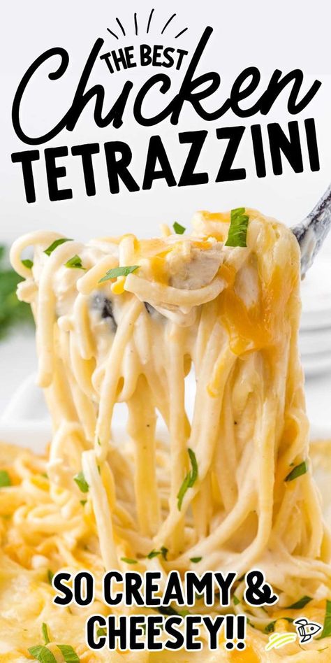 Creamy Chicken Tetrazzini, Chicken Tetrazzini Casserole, Easy Chicken Tetrazzini, Chicken Tetrazzini Recipes, Noodles Chicken, Chicken Spaghetti Recipes, Chicken Tetrazzini, Shredded Chicken Recipes, Chicken Spaghetti