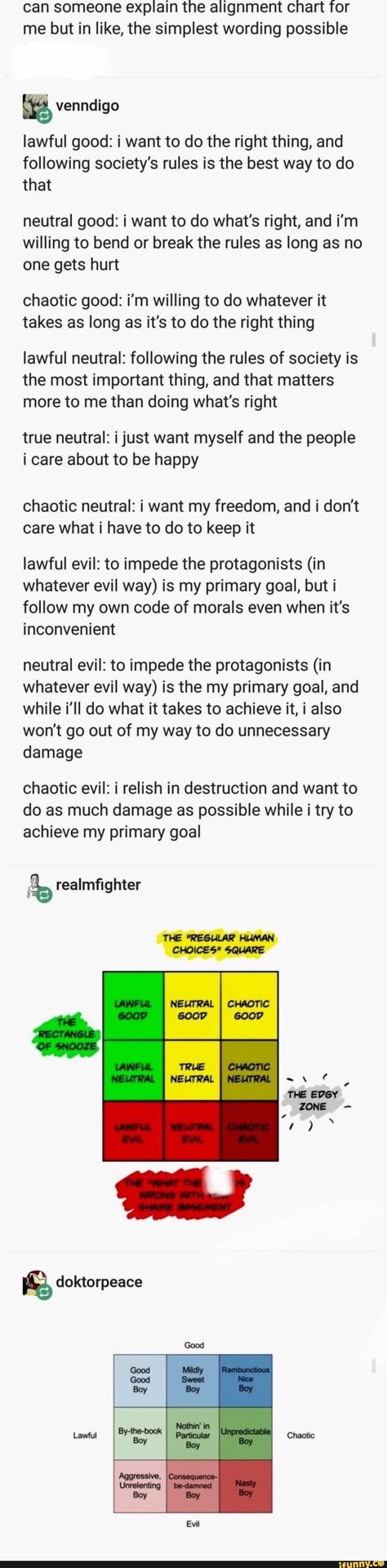 Found on iFunny Moral Alignment Chart, Lawful Evil, Neutral Evil, Lawful Neutral, True Neutral, Alignment Chart, Chaotic Good, Dnd Funny, Do The Right Thing