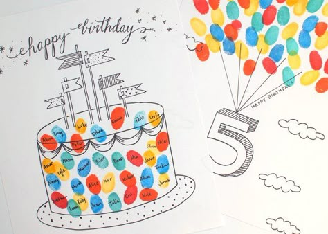 Free Printable Fingerprint Birthday Cards | Pink Stripey Socks Just print out the birthday cake fingerprint birthday card and have guests "sign" with their fingerprints and their names. Finger Print Birthday Card, Birthday Kindergarten, Teacher Birthday Card, Printable Birthday Cards, Free Printable Birthday Cards, Birthday Cards To Print, Fingerprint Crafts, Craft Preschool, Happy Birthday Printable