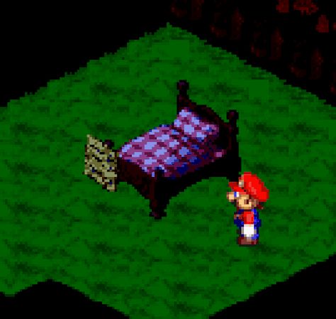 Mario goes to sleep in Monstro Town in Super Mario RPG. Waving Gif, Super Mario Rpg, Mario Stuff, Nostalgic Aesthetic, Clever Captions For Instagram, Morning Monday, Gaming Stuff, Mario Nintendo, Games Art