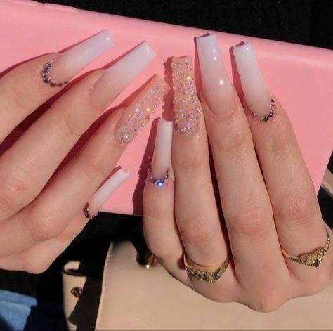 Blue Acrylic Nails, Ombre Acrylic Nails, White Acrylic Nails, Long Acrylic Nails Coffin, Coffin Nails Long, Bling Acrylic Nails, Summer Acrylic Nails, Square Acrylic Nails, Coffin Nails Designs