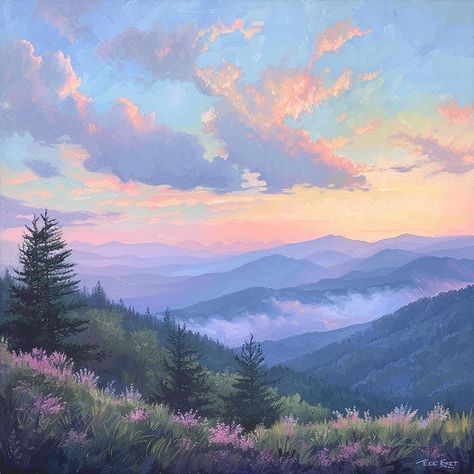 Mt Leconte Majestic Scenic Photos Simple Landscape Reference Photo, Landscape Photo Frame, Mountains Art Painting, Digital Landscape Art, Mt Leconte, Digital Art Landscape, Painting Mood, Landscape Digital Art, Nature Paint