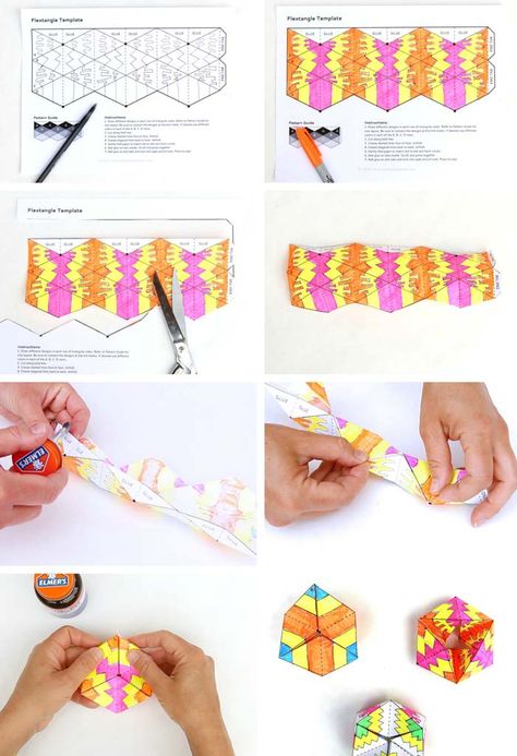 How to Make Amazing Flextangles - Babble Dabble Do Flextangle Template, Babble Dabble Do, Folding Origami, Paper Toy, Math Art, Middle School Art, Camping Art, Paper Toys, Elementary Art