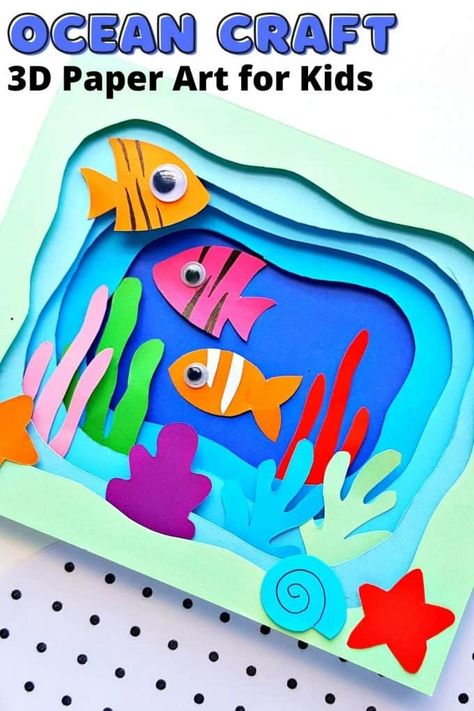 Steam Activities For Kids, Cardstock Paper Crafts, Ocean Craft, Under The Sea Crafts, Tissue Paper Crafts, Paper Fish, Ocean Activities, 3d Paper Art, Sea Crafts