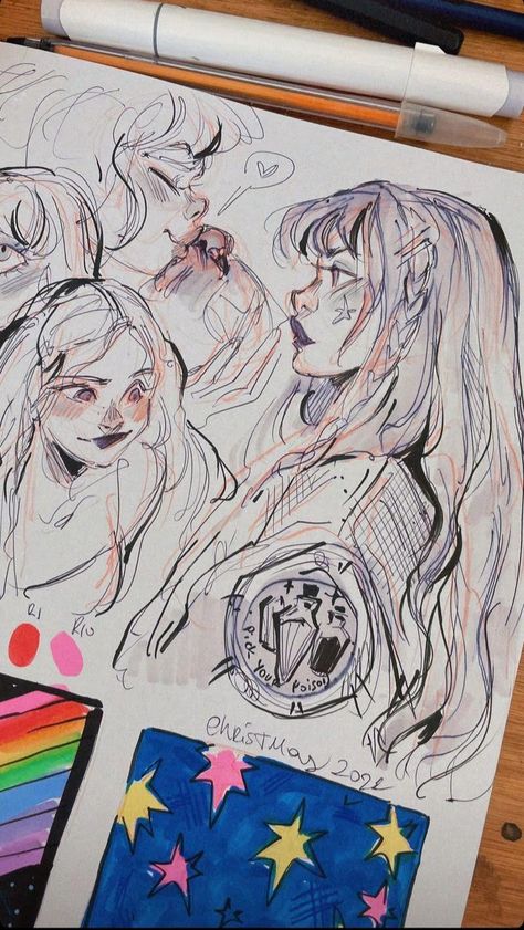 Gretlusky Art Sketchbook, Greta Lusky Art, Gretlusky Sketchbook, Gretel Lusky Sketbook, Art Styles Names, Gretlusky Art, Sketch Markers Drawing, Arte Punk, Sketchbook Art Journal