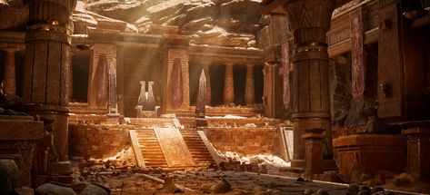 ArtStation - Egyptian Throne Room - Realtime Environment, Flynn Tierney Egyptian Throne Room, Egyptian Throne, Yuhan Wang, Throne Room, Unreal Engine, Zbrush, The Goal, The Project, Level Up