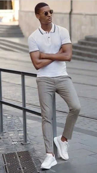 Polo Shirt Outfits, Polo Outfit, Men Polo Shirt, Mens Summer Outfits, Look Formal, Look Short, Mens Casual Dress Outfits, White Polo, Mens Casual Dress