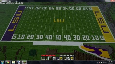 Minecraft football field. But I would do U of M vs. MSU U Of M, The Bleachers, Minecraft Building, Minecraft Projects, Football Field, Bleachers, Minecraft Designs, Football Game, Minecraft Houses