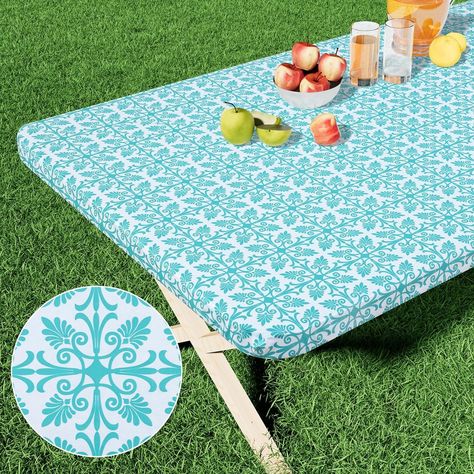 Amazon.com: misaya Rectangle Vinyl Table Cloth, Elastic Fitted Flannel Backed Tablecloth, 100% Waterproof Plastic Table Cover Fits 6 Foot Folding Tables for Picnic, Camping, Outdoor (Silver Grey, 30" x 72") : Home & Kitchen Solar Flower Lights, Vinyl Table, Plastic Table Cover, Outdoor Decorative Lights, Picnic Essentials, Cemetery Decorations, Folding Tables, Roll Up Doors, Vinyl Tablecloth