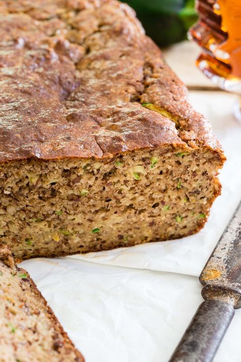 Paleo Almond Zucchini Bread is a grain free, gluten free, dairy free treat… Paleo Zucchini Bread, Zucchini Banana, Zucchini Banana Bread, Dairy Free Treats, Paleo Bread, Paleo Baking, Summer Baking, Paleo Sweets, Almond Flour Recipes