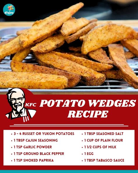 Kfc Potato Wedges Recipe, Copycat Kfc Potato Wedges, Kfc Potato Wedges, Copycat Kfc, Lemon Icebox Pie, Bacon Cheeseburger Casserole, Potato Wedges Recipe, Yukon Potatoes, Wedges Recipe