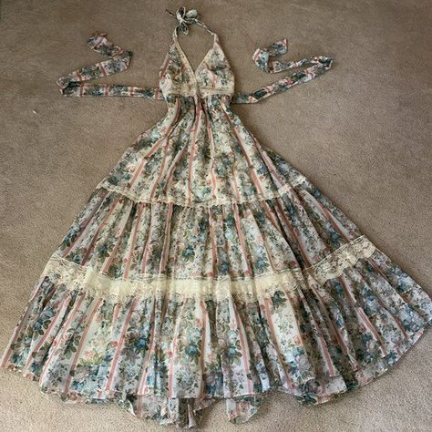 Hippie Birthday Dress, Cottage Core Sundress, Vintage Sundress Aesthetic, Gunne Sax Dress Aesthetic, Alternative Sundress, Sundress Aesthetic Vintage, 2000s Sundress, 70s Sundress, Vintage Sundresses