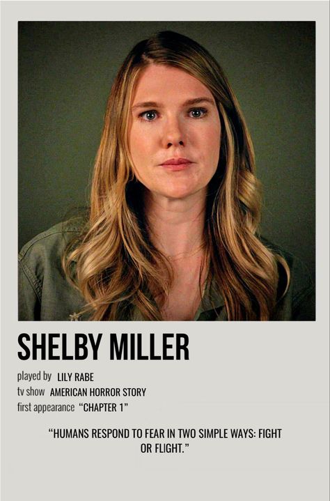 minimal polaroid character poster for shelby miller from american horror story (roanoke) Ahs Roanoke Shelby, Ahs Poster, American Horror Story Roanoke, Ahs Roanoke, American Horror Story Art, American Horror Story Quotes, Shelby Miller, American Horror Story Characters, Ahs Characters