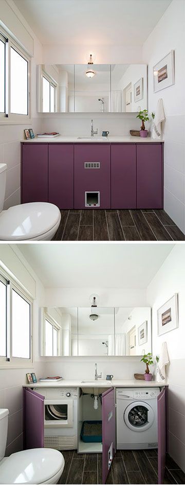 23 Creative Ways To Hide A Washing Machine In Your Home - DigsDigs Laundry Room Bathroom, Appliances Design, Built In Furniture, In Bathroom, Laundry Room Design, Laundry In Bathroom, Trendy Home, Large Homes, Best Interior