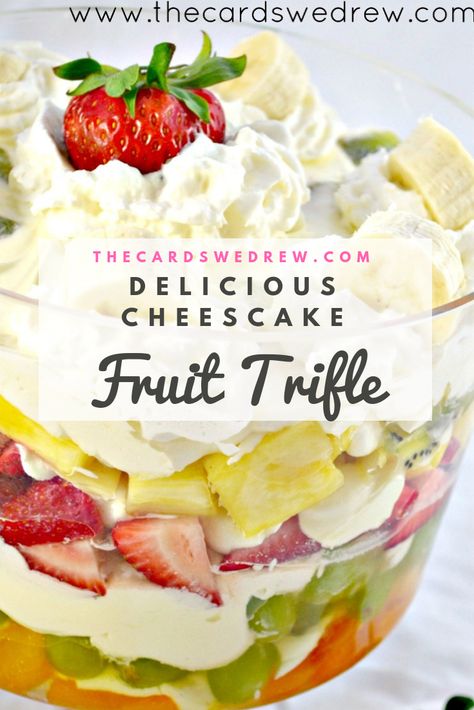 Individual Parfaits, Trifle Cheesecake, Fruit Trifle Recipes, Trifle Bowl Recipes, Cheesecake Fruit, Trifle Dessert Recipes, Fruit Trifle, Fruit Cheesecake, Cheesecake Trifle