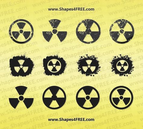 Free Shapes:  12 Grunge Radiation Symbol Vector Shapes Nuclear Warning, Biohazard Tattoo, Radiation Symbol, Gas Mask Tattoo, Sugar Skull Wallpaper, Arte Jazz, Mask Tattoo, Free Shapes, Symbol Tattoos