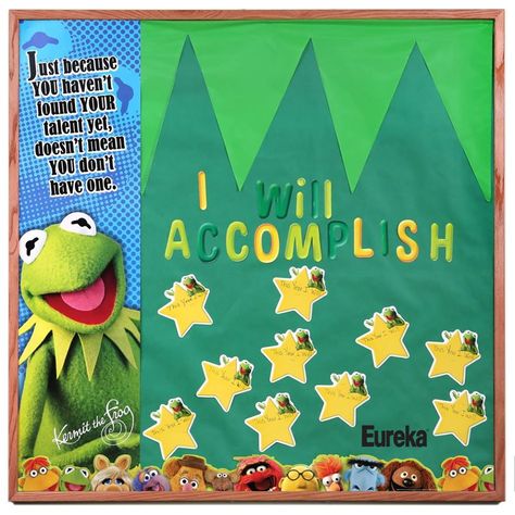 Find out what your students are hoping to accomplish this school year with this Muppets® themed goal setting bulletin board set, Goal Setting Bulletin Board, Classroom Bulletin Boards Elementary, Monster Theme Classroom, Dorm Themes, Rio Movie, Electric Mayhem, Kermit And Miss Piggy, Ra Boards, Monster Theme