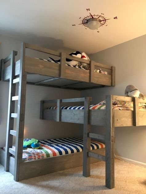 You might not have realized how many cool, creative and crafty options there are to make bunk beds a dream. Get it? Bunk Bed Rooms, Triple Bunk Beds, Diy Bunk Bed, Modern Bunk Beds, Triple Bunk Bed, Cool Kids Bedrooms, Bunk Rooms, Bunk Beds With Stairs, Bunk Bed Designs