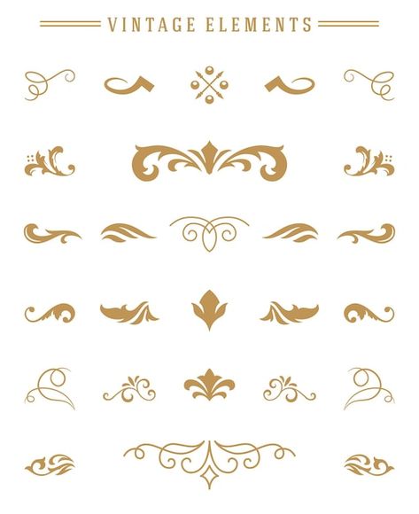 Vector vintage ornaments set floral elem... | Premium Vector #Freepik #vector #antique #frame-vintage #victorian #vintage Antique Illustration Victorian, Victorian Frame Illustration, Victorian Symbols, Victorian Ornaments, Elements For Design, Museum Logo, Monogram Logos, Victorian Frame, Antique Frame