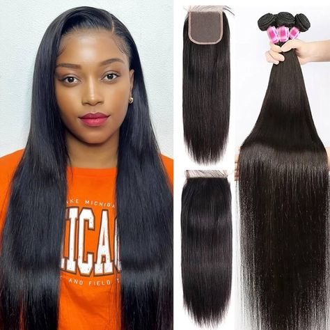 Amazon.com : Straight Bundles Human Hair 22 22 22 Inch 100% Unprocessed Brazilian Virgin Hair 3 Bundles Weave Raw Hair Extensions Natural Black Color for Women : Beauty & Personal Care Bundles And Closure, Straight Bundles, Straight Hair Bundles, Bundles With Closure, Hair Closure, Raw Hair, Hair Straight, Brazilian Virgin Hair, Hair Weave