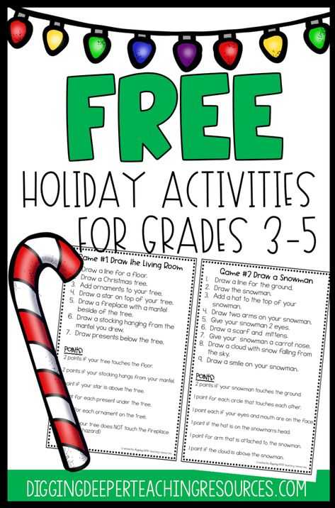 Holiday fun doesn't have to be reserved for k-2. Check out these 7 free downloads containing engaging holiday activities for students in grades 3-5. Christmas Problem Solving Activities, Grinch Math Activities 4th Grade, 5th Grade Holiday Party Ideas, Christmas Classroom Activities, Christmas Activities For School, Third Grade Christmas, Christmas Reading Activities, Christmas Elementary, Christmas Math Games