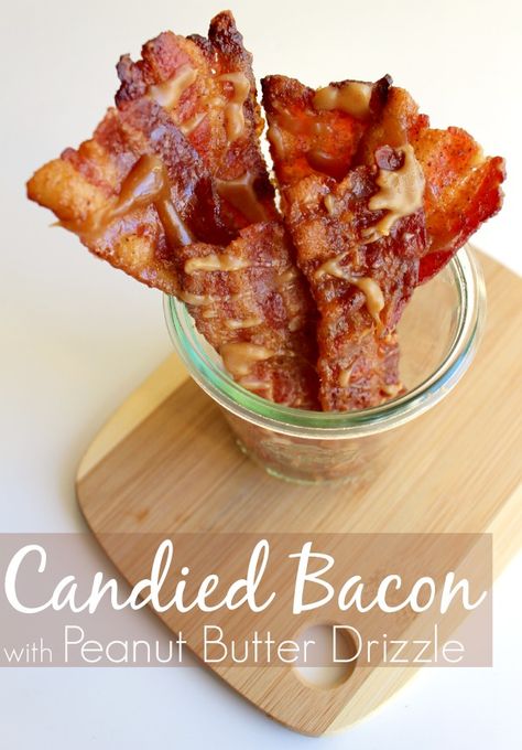 This easy candied bacon with a peanut butter drizzle would be amazing as an appetizer or as a special treat. #Recipe #Appetizer Movie Night Party Food, Snacks Movie Night, Recipe With Peanut Butter, Peanut Butter Drizzle, Drizzle Recipe, Candied Bacon Recipe, Bacon Party, Family Meal Ideas, Breakfast Bacon