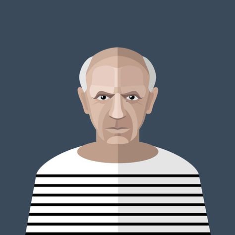 Pablo Picasso – vector illustration. Picasso Illustration, Vector Portraits, Illustrator Vector, Paper Collage Art, Vector Portrait, Grid Design, Portrait Illustration, Editorial Illustration, Pablo Picasso