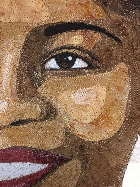 Quilt Portraits, Portrait Quilts, Peace Pole, African Quilts, Photo Quilts, Embroidered Portrait, Applique Art, Afrique Art, Art Realism