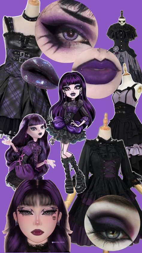 Costume Ideas With Purple Hair, Alt Costumes Halloween, Monster High Purple Hair, Halloween Costumes For Purple Hair, Purple Hair Costume Ideas Halloween, Halloween Costumes Purple Hair, Cartoon Characters With Purple Hair, Purple Hair Characters Halloween, Purple Hair Costume Ideas