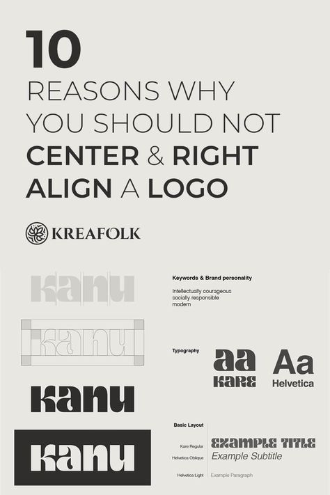 One of the so many intentions of a logo design is to be used for marketing. Here are some easy reasons you shouldn't center & right-align a logo design! Logo And Tagline Design, Logo Design Rules, Logo With Tagline, Logo Guidelines, Logo Variations, Expert Logo, Logo Placement, Minimalist Business Logo, A Logo Design