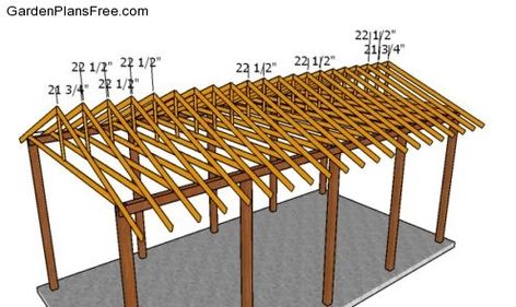 20x40 RV Carport Plans - Free PDF Download | Free Garden Plans - How to build garden projects Carport Plans How To Build, Camper Carport, Permanent Campsite, Camper Porch, Hunting House, Rv Garages, Carport Addition, Rv Shelter, Campsite Decorating