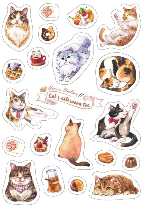 Seni Resin, Cat Collage, Homemade Stickers, Stickers Kawaii, Tumblr Stickers, Scrapbook Stickers Printable, Bullet Journal Stickers, Kawaii Stickers, Anime Stickers