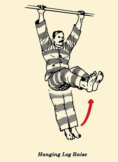 Prisoner Workout: Bodyweight Workouts | The Art of Manliness Convict Conditioning, Prison Workout, Weight Workouts, Hanging Leg Raises, Bodyweight Exercises, Art Of Manliness, The Prisoner, Calisthenics Workout, Street Workout