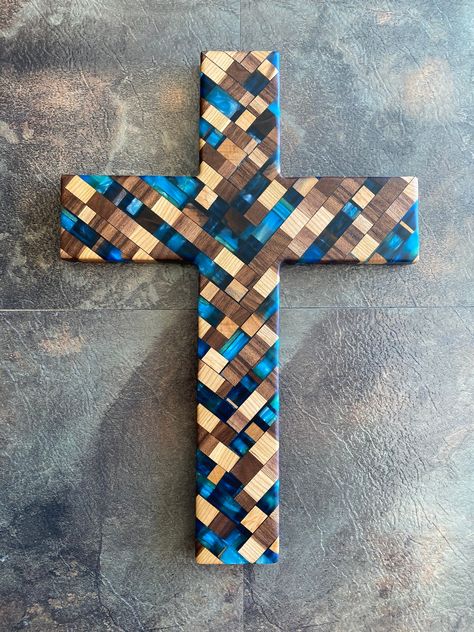 Cross wall hanging, cross decor, christian gift, Christian decor, Jesus Christ, wedding gift, communion gift, Christian gift, Jesus gift by TrueGritWorkshop on Etsy Woodworking Diy Gifts, Rustic Wood Cross, Jesus Decor, Resin Cross, Christian Crosses, Wooden Clothespin Crafts, Cross Wall Hanging, Wood Projects To Sell, Cross Ideas