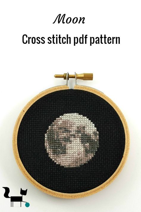 Cross Stiches Ideas Easy, Cross Stitch Moon, Grandma Activities, Moon Cross Stitch Pattern, Moon Cross Stitch, Big Moon, Mini Cross Stitch, Needle Point, Craft Stuff