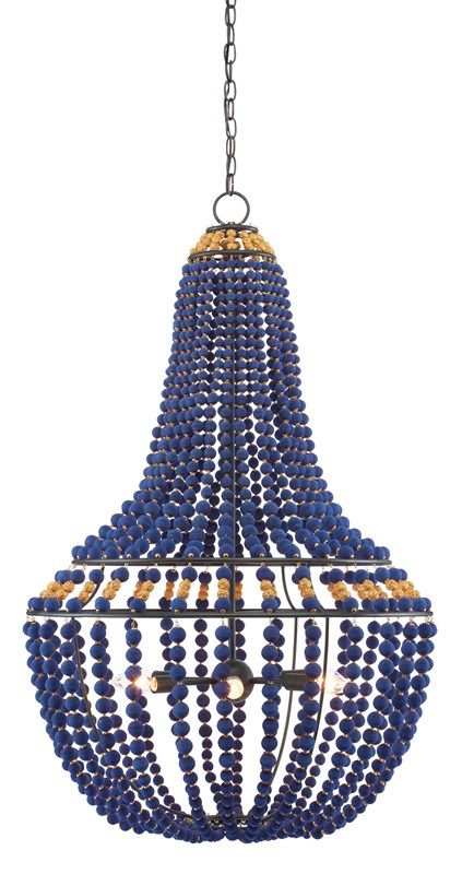 Penelope Blue Chandelier | Currey & Company Chandeliers Antique, Split Foyer, Blue Chandelier, Beautiful Table Lamp, Luxury Chandelier, Design 2023, Beaded Chandelier, Gold Nugget, Fabric Beads