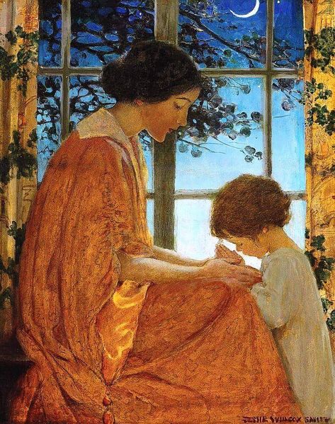 Jesus, tender Shepherd, hear me: Bless Thy little child to-night; Through the darkness be Thou near me, Keep me safe till morning light. Jessie Willcox Smith, Bedtime Prayer, Slaap Lekker, A4 Poster, Vintage Artwork, Mother And Child, Art Plastique, A Mother, The Window