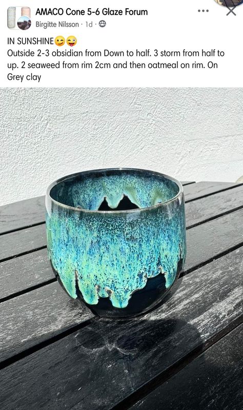 Amaco Obsidian Glaze Combinations, Ocean Themed Pottery, Amaco Seaweed Glaze Combinations, Amaco Glaze Combos, Glazing Painting, Amaco Glaze Combinations, Amaco Glaze Layering, Amaco Combinations, Mayco Glaze