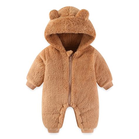 PRICES MAY VARY. Cotton; Polyester Imported Zipper closure Hand Wash Only 【Warm and comfortable fabric】The fabric of the baby bear onesie is soft, delicate, fluffy and warm, providing the perfect layer for cold weather. And it does not shed hair, does not fade, harmless to the baby's delicate skin, providing a more comfortable feeling when wearing. 【Winter Top Choice 】There are 5 different colors of regular and thickened plus one piece baby bear onesie outfit to choose from. The adorable, animal Baby Bear Onesie, Baby Kostüm, Baby Pattern, Sweater Jumpsuit, Style Basic, Bear Ears, Fall Fabric, Boys Jacket, Baby Winter